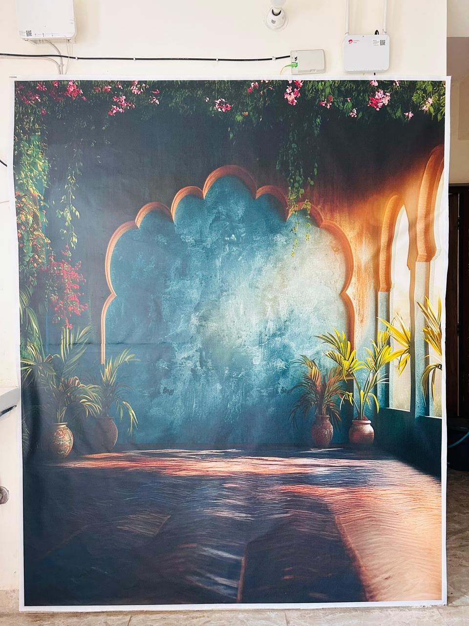 Large format fabric print with artistic wall mural
